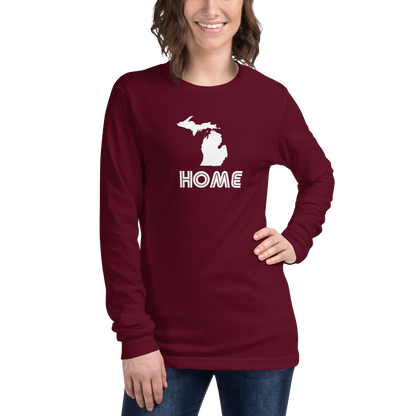 Michigan 'Home' T-Shirt (1970s Audiophile Font) | Unisex Long Sleeve