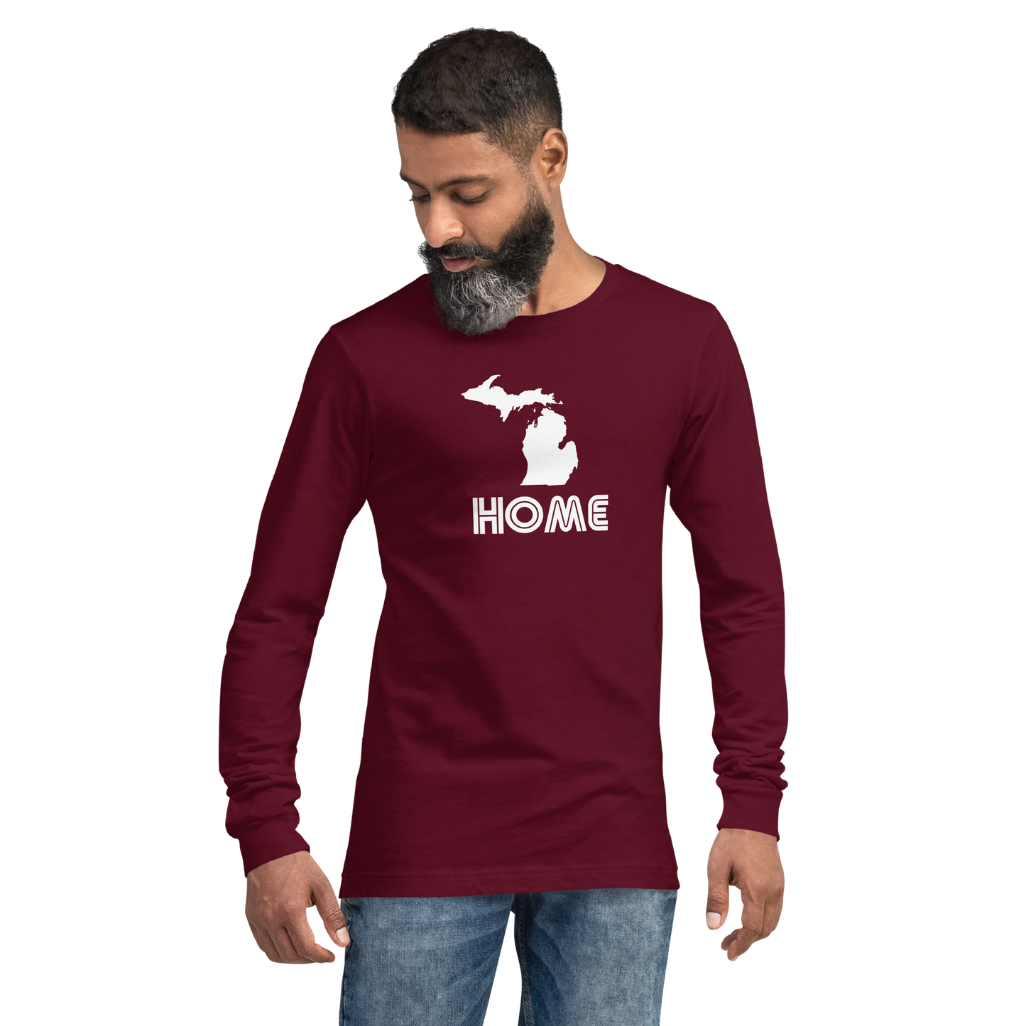 Michigan 'Home' T-Shirt (1970s Audiophile Font) | Unisex Long Sleeve