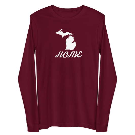 Michigan 'Home' T-Shirt (Retro Script Font) | Unisex Long Sleeve