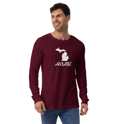 Michigan 'Home' T-Shirt (Retro Script Font) | Unisex Long Sleeve