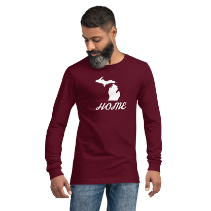 Michigan 'Home' T-Shirt (Retro Script Font) | Unisex Long Sleeve