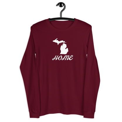 Michigan 'Home' T-Shirt (Retro Script Font) | Unisex Long Sleeve