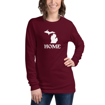 Michigan 'Home' T-Shirt (Woodcut Font) | Unisex Long Sleeve