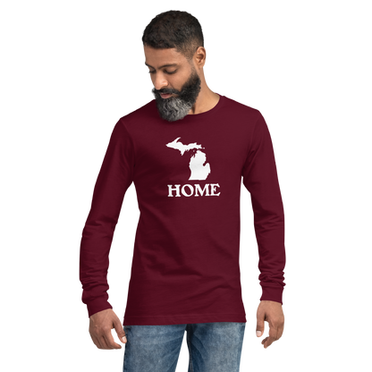 Michigan 'Home' T-Shirt (Woodcut Font) | Unisex Long Sleeve