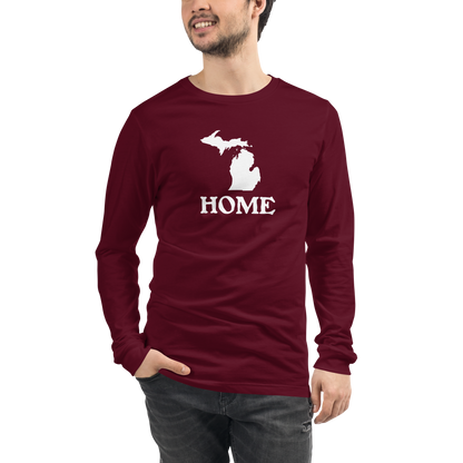 Michigan 'Home' T-Shirt (Woodcut Font) | Unisex Long Sleeve