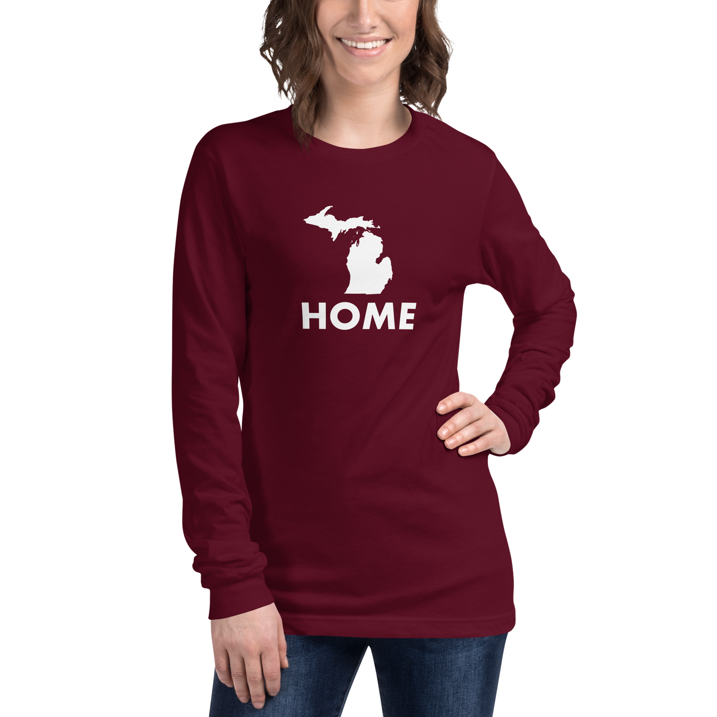 Michigan 'Home' T-Shirt (Geometric Sans Font) | Unisex Long Sleeve