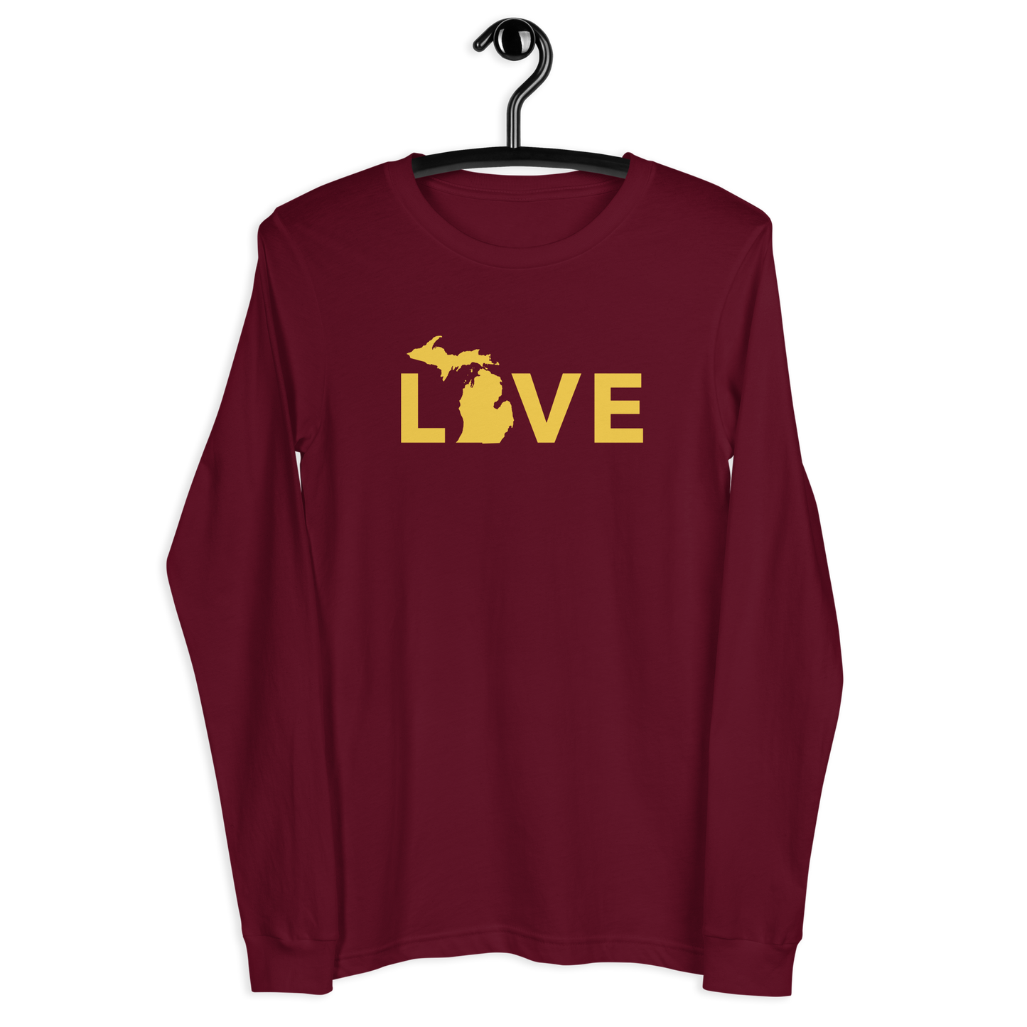 Michigan 'Love' T-Shirt (Geometric Sans Font - Gold/Navy) | Unisex Long Sleeve