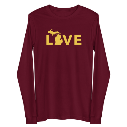 Michigan 'Love' T-Shirt (Geometric Sans Font - Gold/Navy) | Unisex Long Sleeve