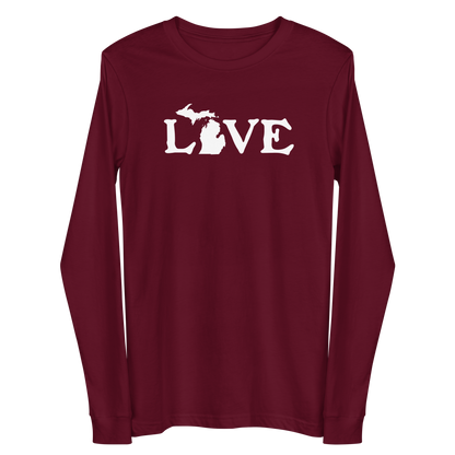 Michigan 'Love' T-Shirt (Woodcut Font) | Unisex Long Sleeve