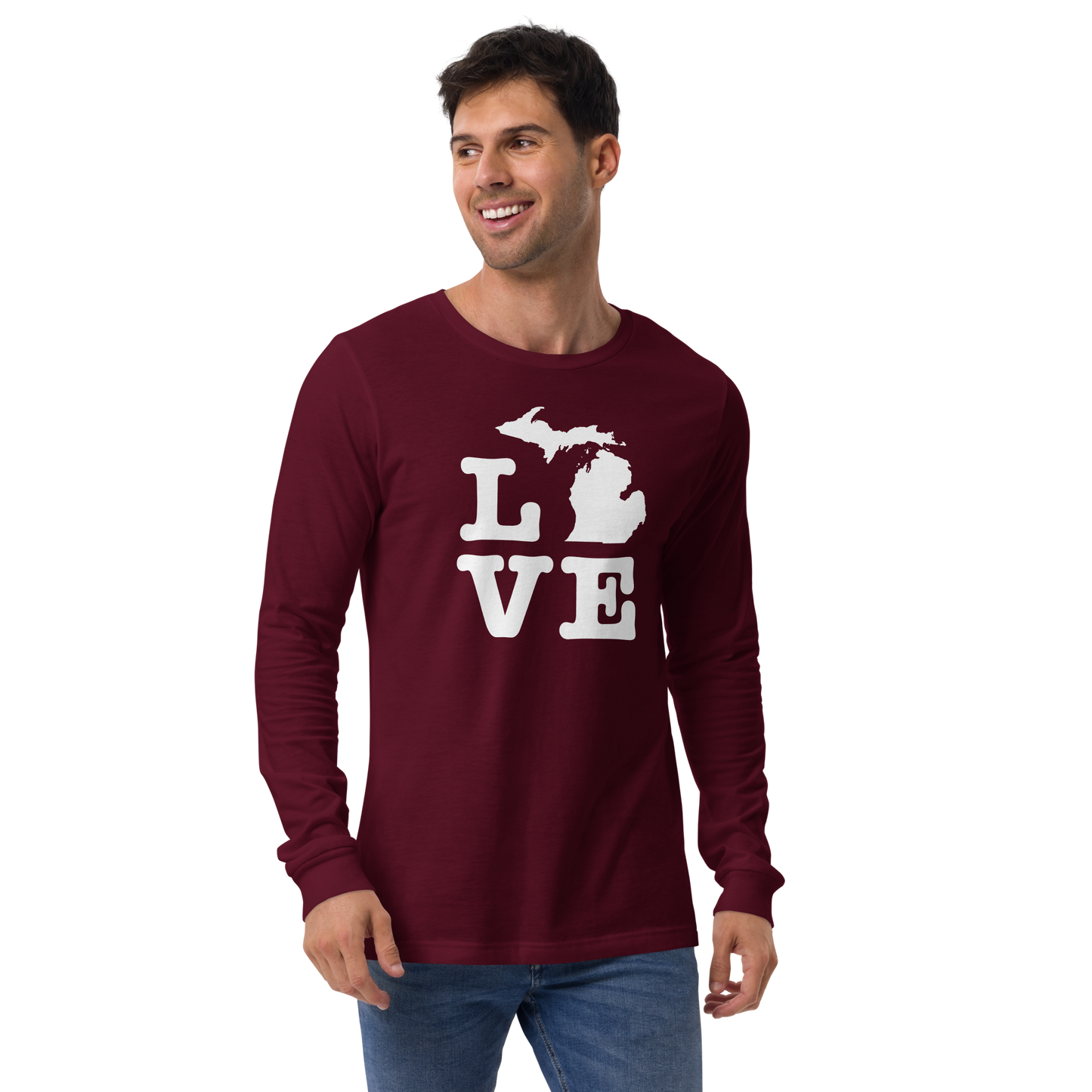 Michigan 'Love' T-Shirt (Typewriter Font) | Unisex Long Sleeve