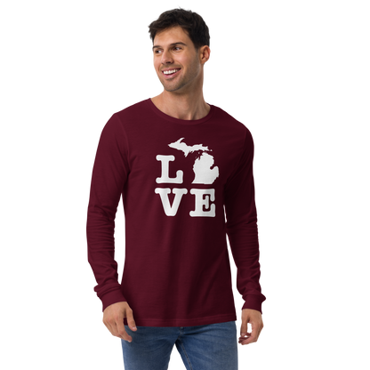 Michigan 'Love' T-Shirt (Typewriter Font) | Unisex Long Sleeve