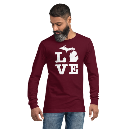 Michigan 'Love' T-Shirt (Typewriter Font) | Unisex Long Sleeve