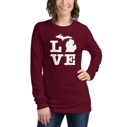 Michigan 'Love' T-Shirt (Typewriter Font) | Unisex Long Sleeve