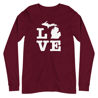 Michigan 'Love' T-Shirt (Typewriter Font) | Unisex Long Sleeve