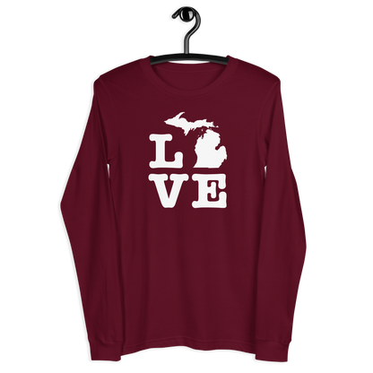 Michigan 'Love' T-Shirt (Typewriter Font) | Unisex Long Sleeve