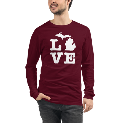 Michigan 'Love' T-Shirt (Typewriter Font) | Unisex Long Sleeve