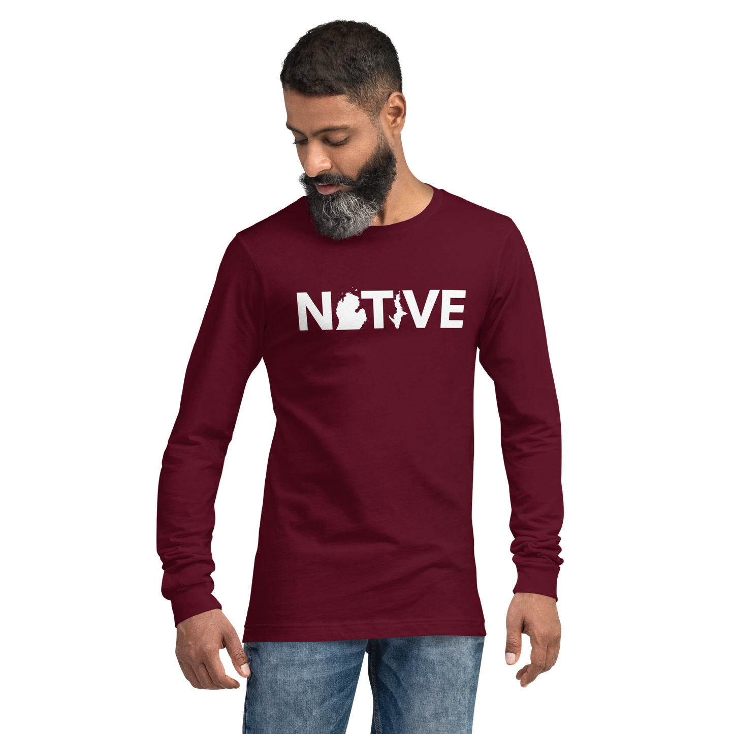 Michigan 'Native' T-Shirt (Geometric Sans Font) | Unisex Long Sleeve