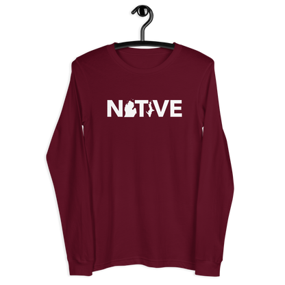 Michigan 'Native' T-Shirt (Geometric Sans Font) | Unisex Long Sleeve