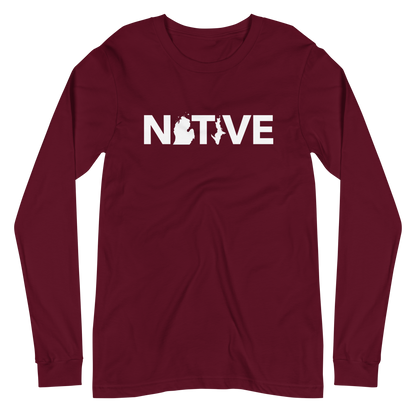 Michigan 'Native' T-Shirt (Geometric Sans Font) | Unisex Long Sleeve