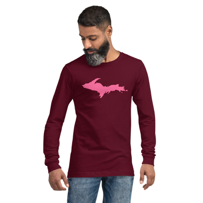 Michigan Upper Peninsula T-Shirt (w/ Pink UP Outline) | Unisex Long Sleeve