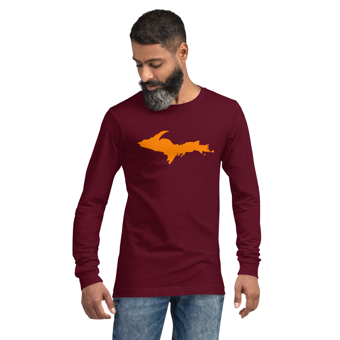 Michigan Upper Peninsula T-Shirt (w/ Orange UP Outline) | Unisex Long Sleeve