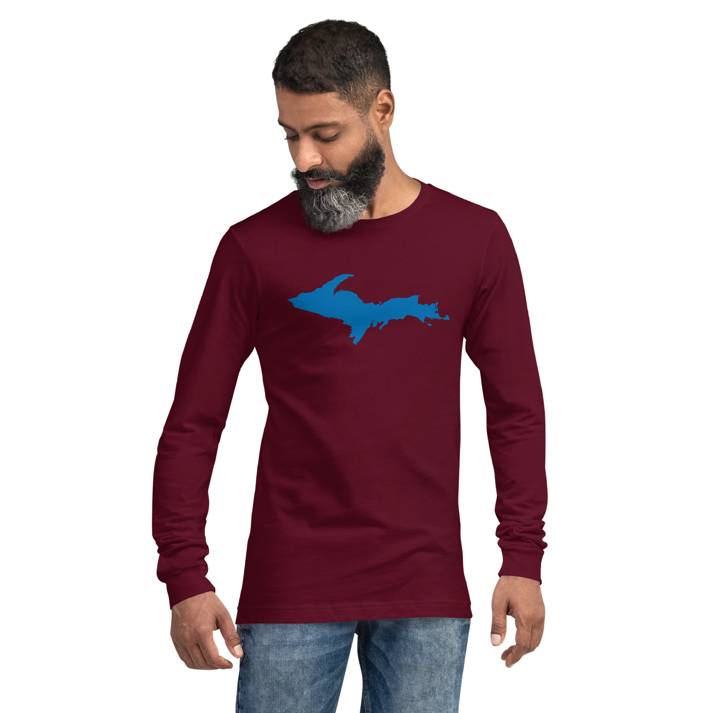 Michigan Upper Peninsula T-Shirt (w/ Azure UP Outline) | Unisex Long Sleeve