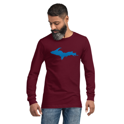 Michigan Upper Peninsula T-Shirt (w/ Azure UP Outline) | Unisex Long Sleeve