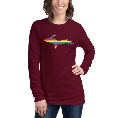 Michigan Upper Peninsula T-Shirt (w/ UP Pride Flag Outline) | Unisex Long Sleeve