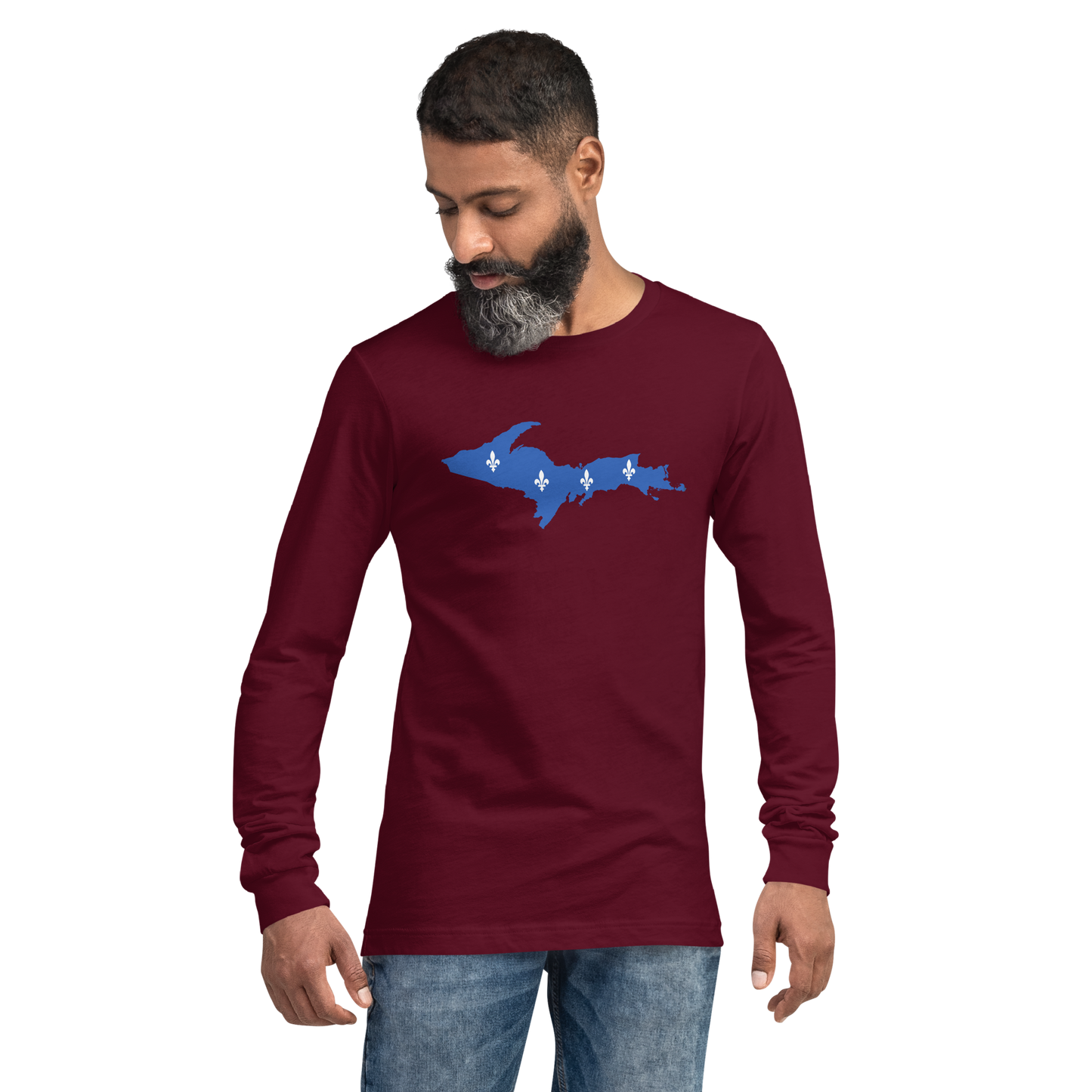 Michigan Upper Peninsula T-Shirt (w/ UP Quebec Flag Outline) | Unisex Long Sleeve