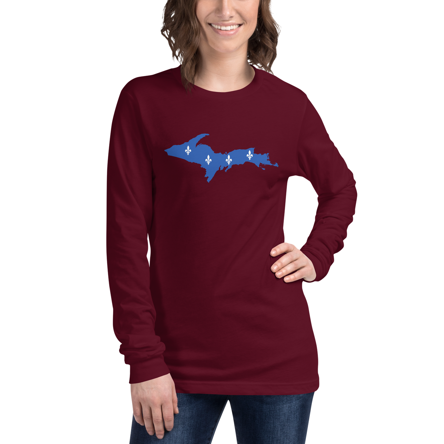 Michigan Upper Peninsula T-Shirt (w/ UP Quebec Flag Outline) | Unisex Long Sleeve