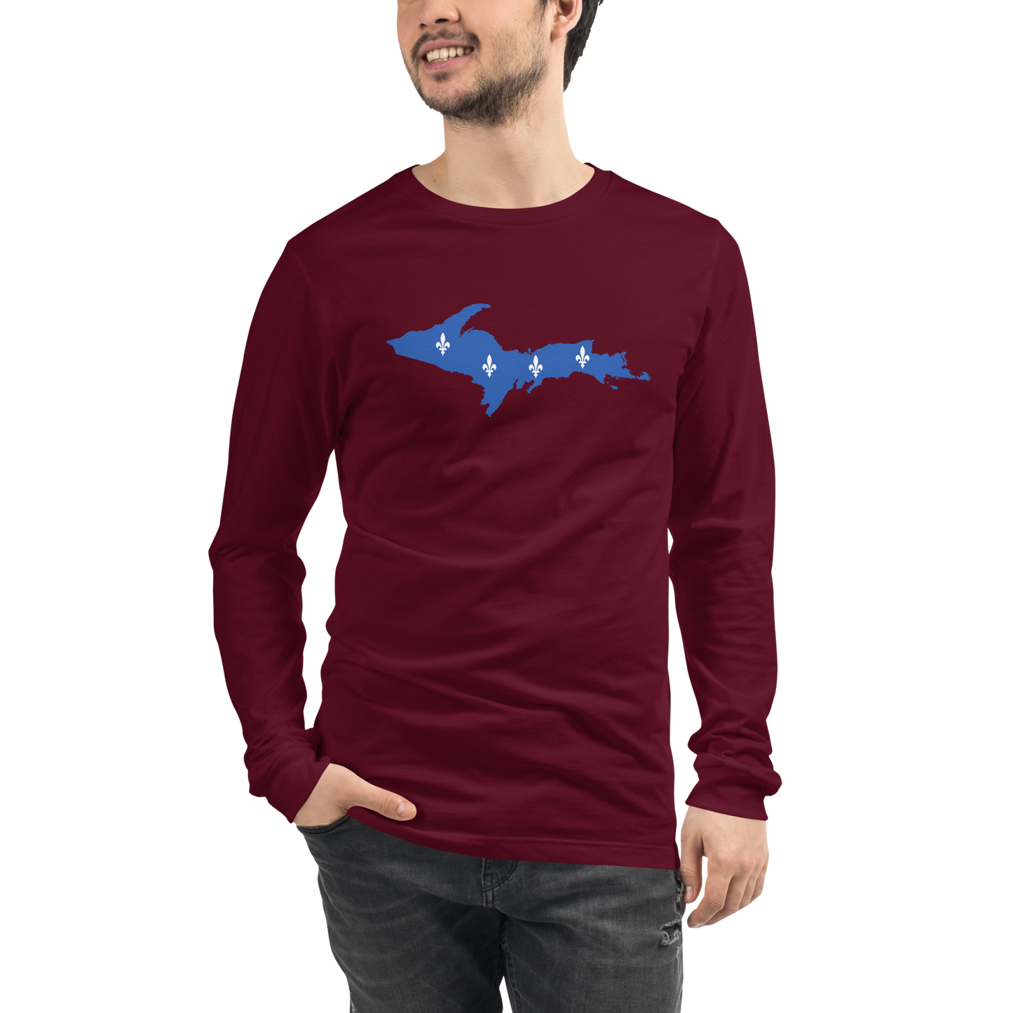 Michigan Upper Peninsula T-Shirt (w/ UP Quebec Flag Outline) | Unisex Long Sleeve