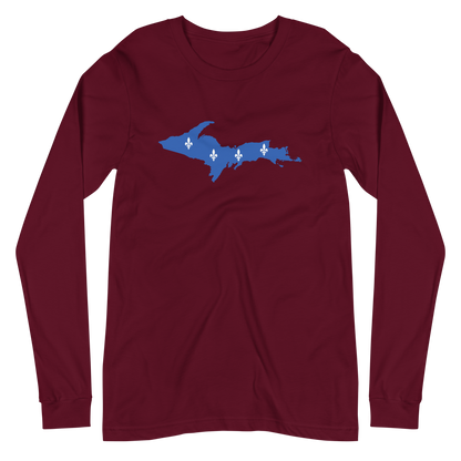 Michigan Upper Peninsula T-Shirt (w/ UP Quebec Flag Outline) | Unisex Long Sleeve