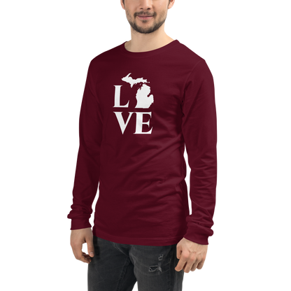 Michigan 'Love' T-Shirt (Roman Serif Font) | Unisex Long Sleeve