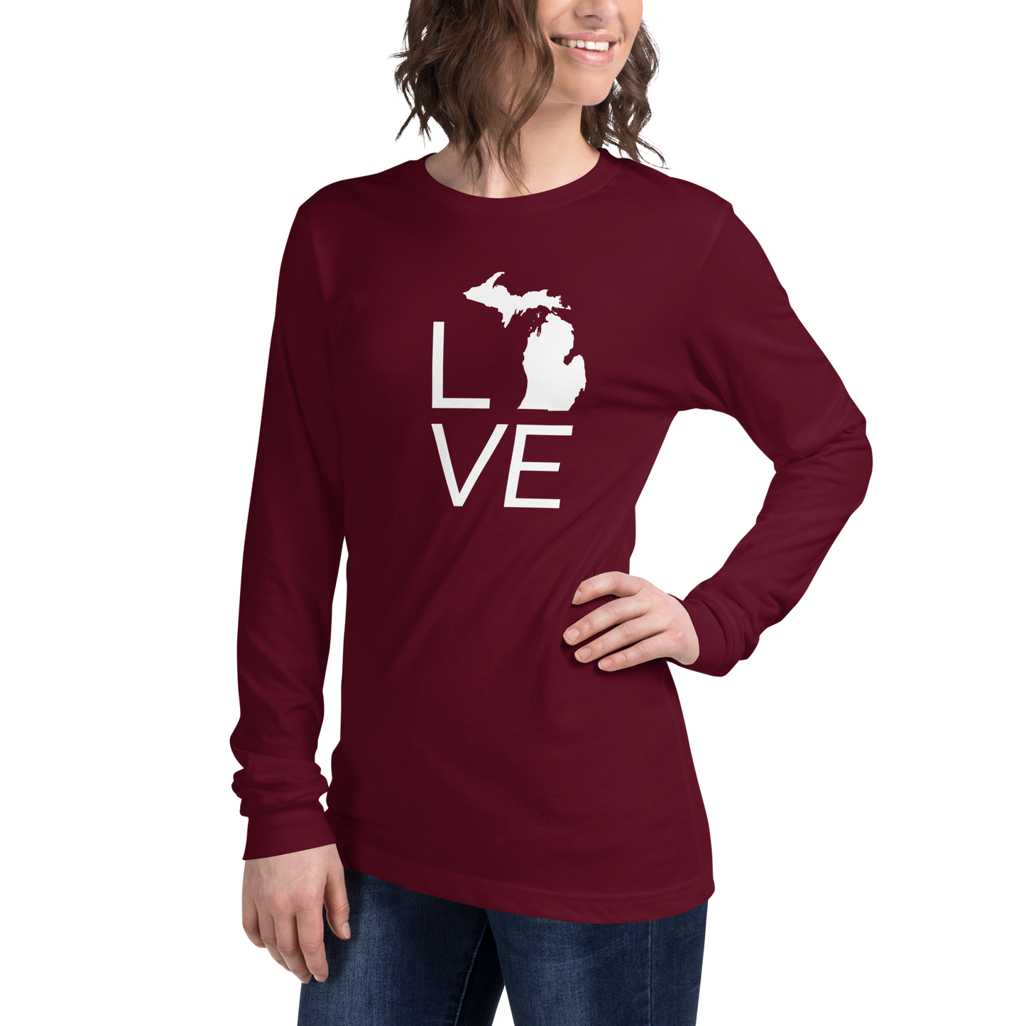 Michigan 'Love' T-Shirt (Thin Sans Font) | Unisex Long Sleeve