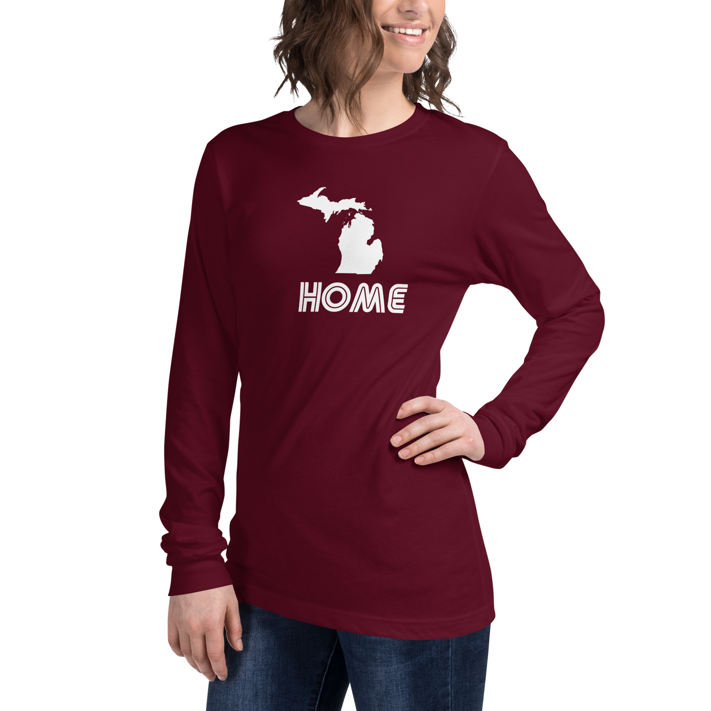 Michigan 'Home' T-Shirt (1970s Audiophile Font) | Unisex Long Sleeve