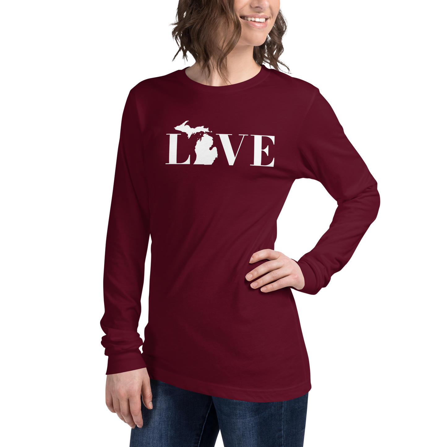 Michigan 'Love' T-Shirt (Didone Font) | Unisex Long Sleeve