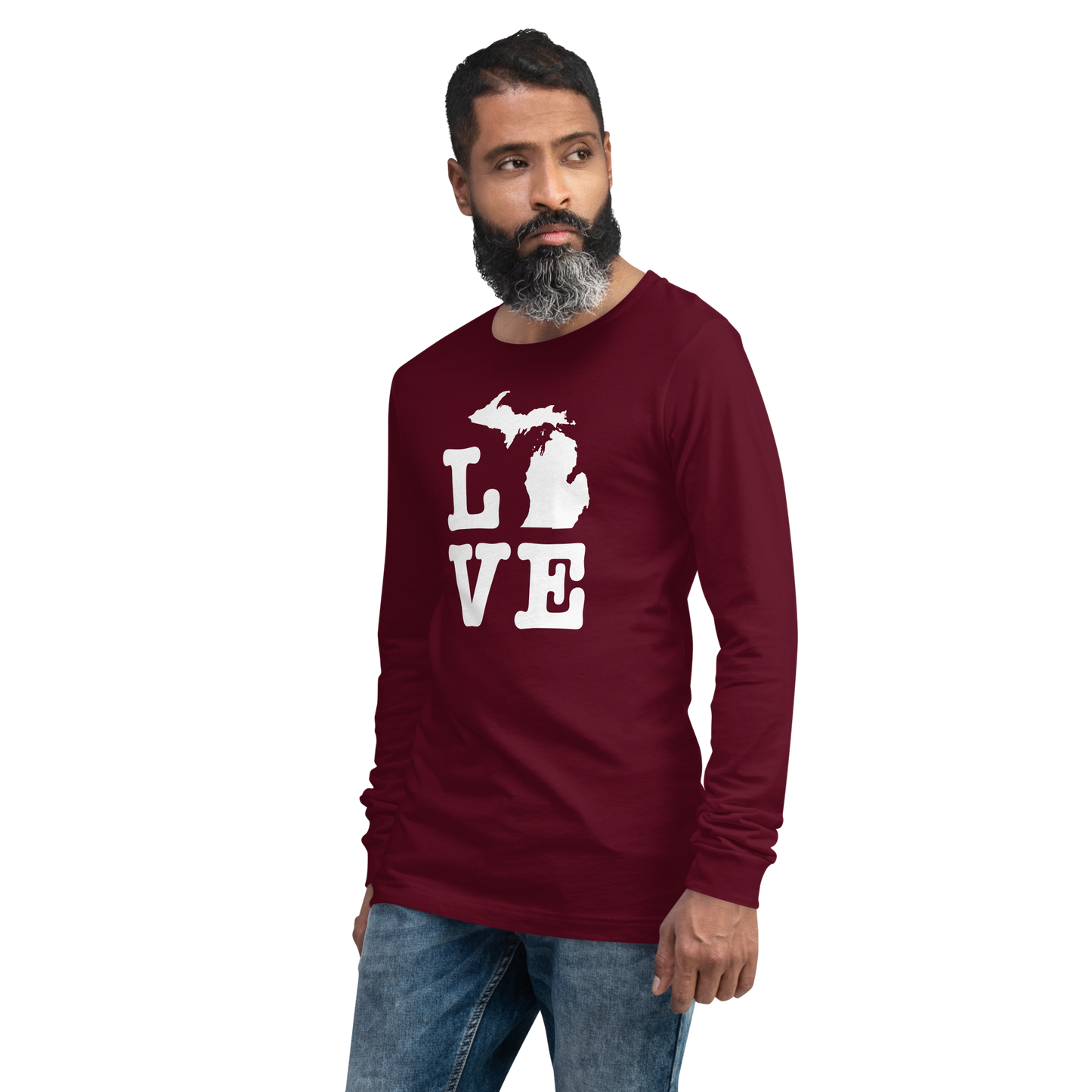 Michigan 'Love' T-Shirt (Typewriter Font) | Unisex Long Sleeve