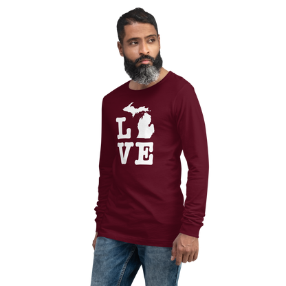 Michigan 'Love' T-Shirt (Typewriter Font) | Unisex Long Sleeve