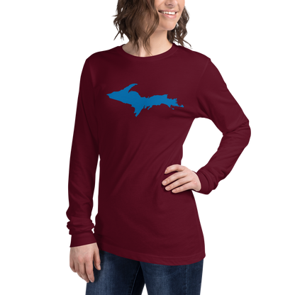 Michigan Upper Peninsula T-Shirt (w/ Azure UP Outline) | Unisex Long Sleeve