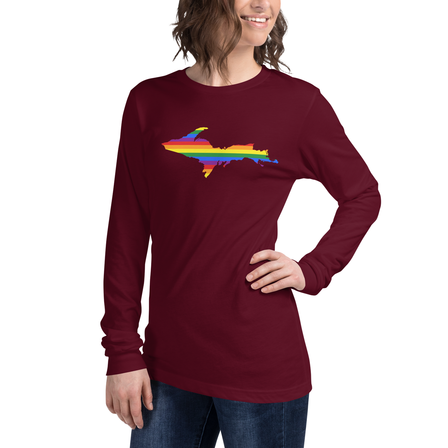 Michigan Upper Peninsula T-Shirt (w/ UP Pride Flag Outline) | Unisex Long Sleeve