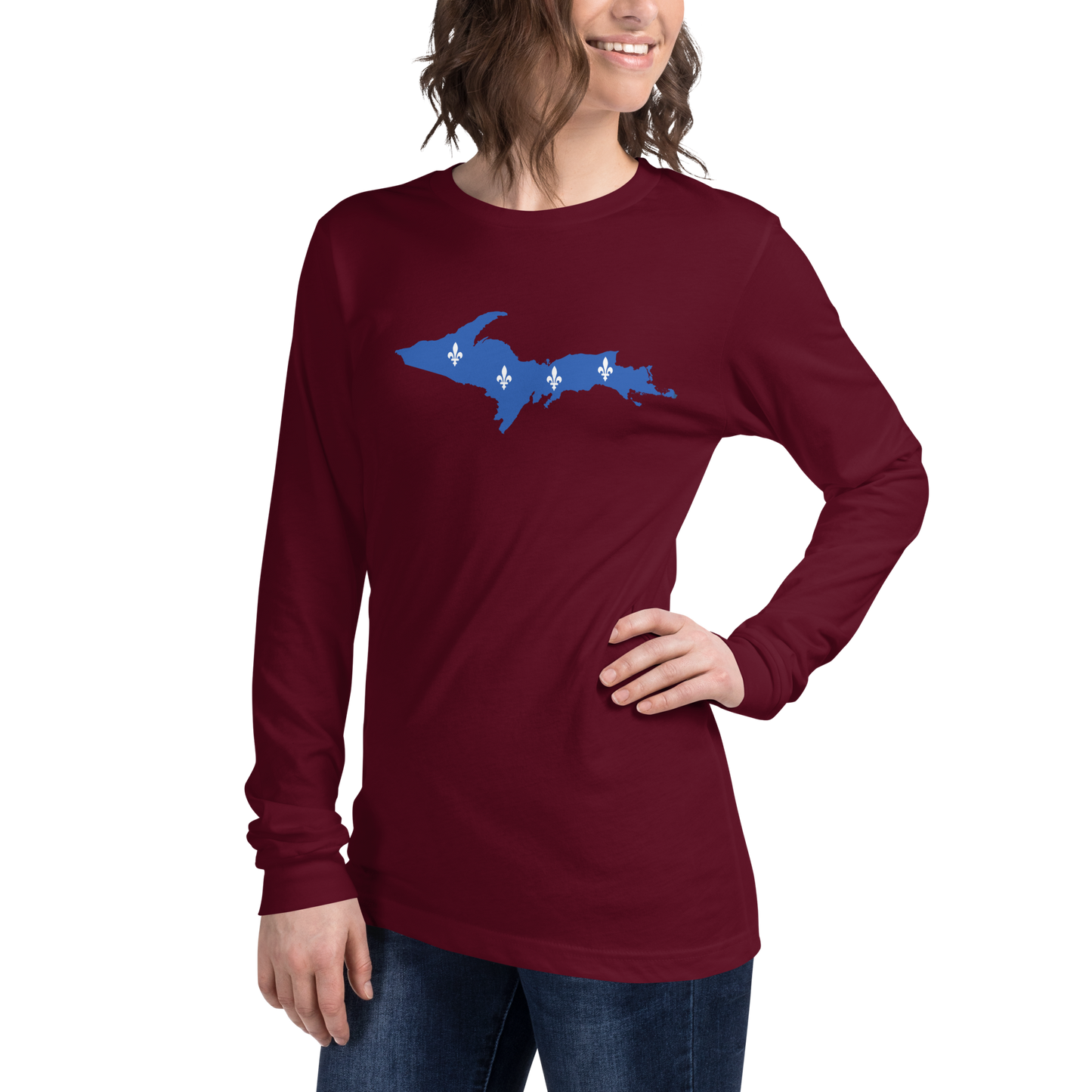 Michigan Upper Peninsula T-Shirt (w/ UP Quebec Flag Outline) | Unisex Long Sleeve