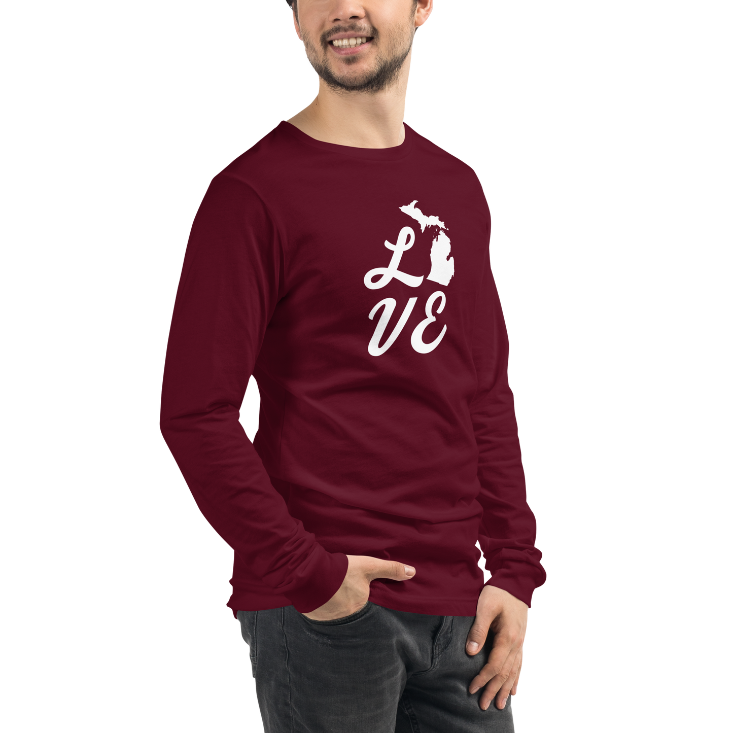 Michigan 'Love' T-Shirt (Retro Script Font) | Unisex Long Sleeve