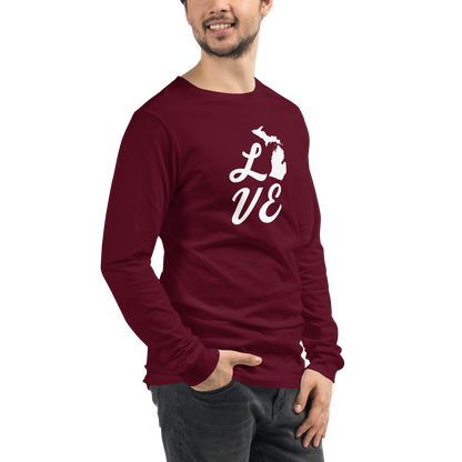 Michigan 'Love' T-Shirt (Retro Script Font) | Unisex Long Sleeve