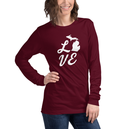 Michigan 'Love' T-Shirt (Retro Script Font) | Unisex Long Sleeve