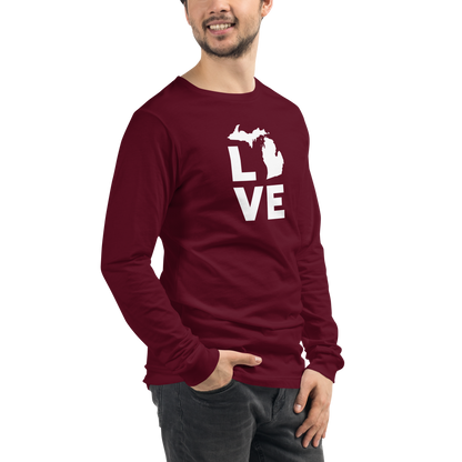 Michigan 'Love' T-Shirt (Geometric Sans Font) | Unisex Long Sleeve