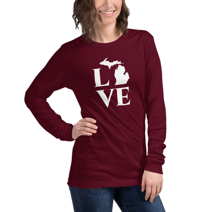 Michigan 'Love' T-Shirt (Roman Serif Font) | Unisex Long Sleeve