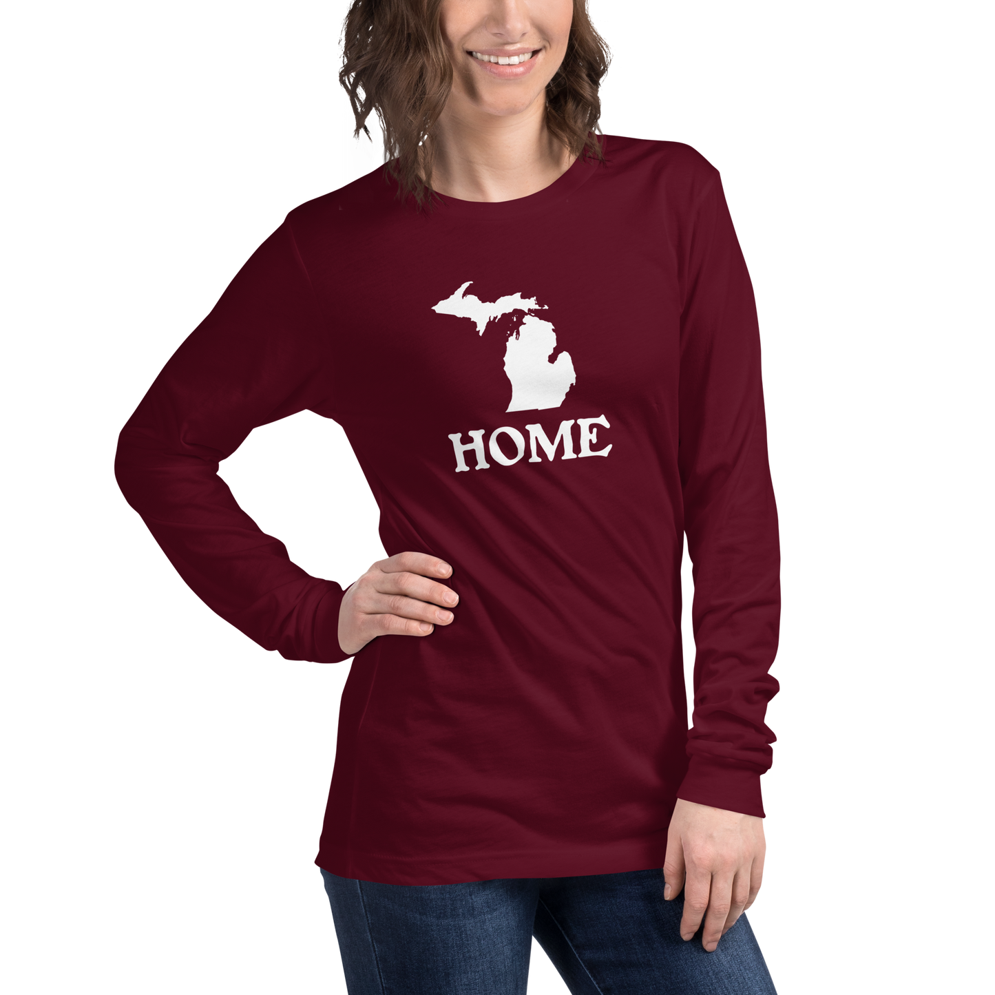 Michigan 'Home' T-Shirt (Woodcut Font) | Unisex Long Sleeve