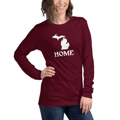 Michigan 'Home' T-Shirt (Woodcut Font) | Unisex Long Sleeve