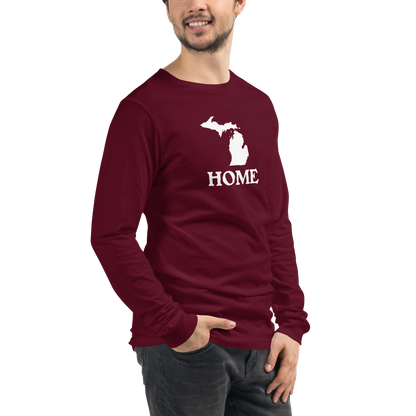 Michigan 'Home' T-Shirt (Woodcut Font) | Unisex Long Sleeve