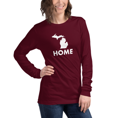 Michigan 'Home' T-Shirt (Geometric Sans Font) | Unisex Long Sleeve